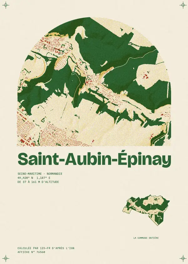 Affiche de Saint-Aubin-Épinay, calculée par 123-fr d'après l'IGN