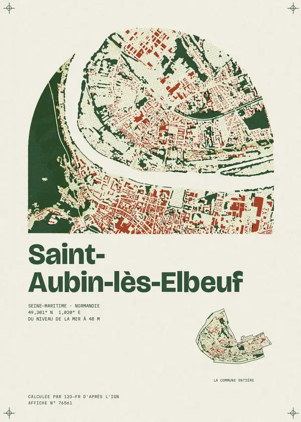 Affiche de Saint-Aubin-lès-Elbeuf, calculée par 123-fr d'après l'IGN