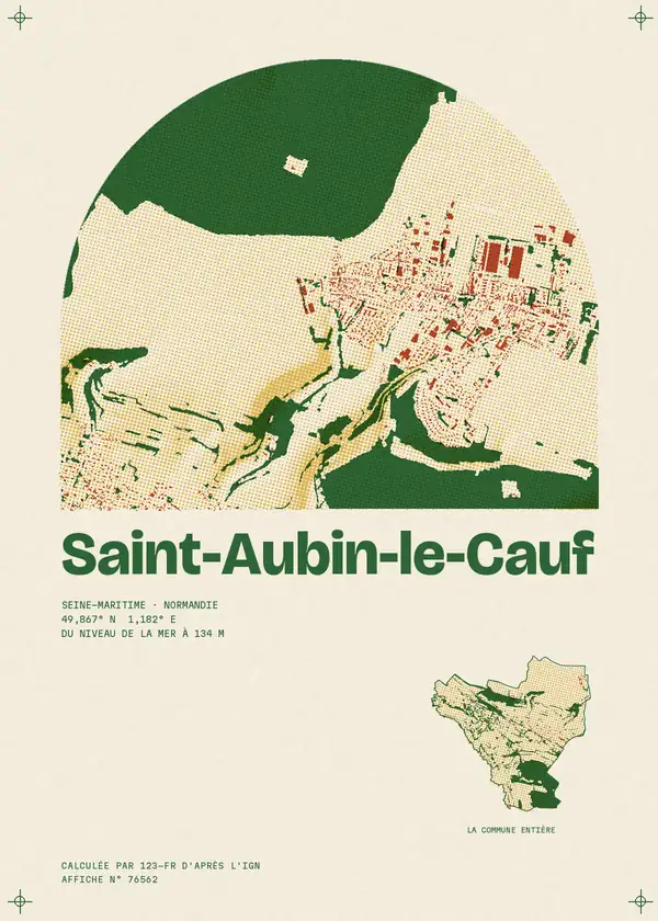 Affiche de Saint-Aubin-le-Cauf, calculée par 123-fr d'après l'IGN