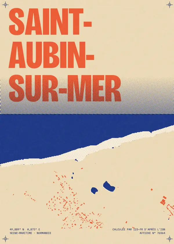 Affiche de Saint-Aubin-sur-Mer, calculée par 123-fr d'après l'IGN