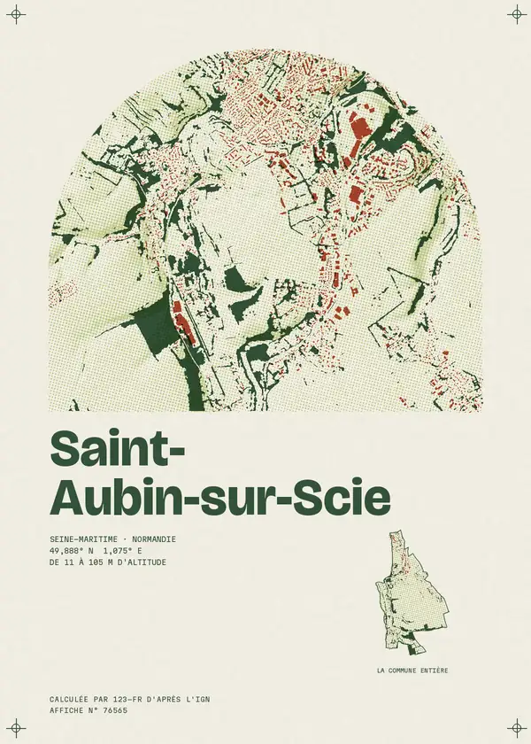Affiche de Saint-Aubin-sur-Scie, calculée par 123-fr d'après l'IGN