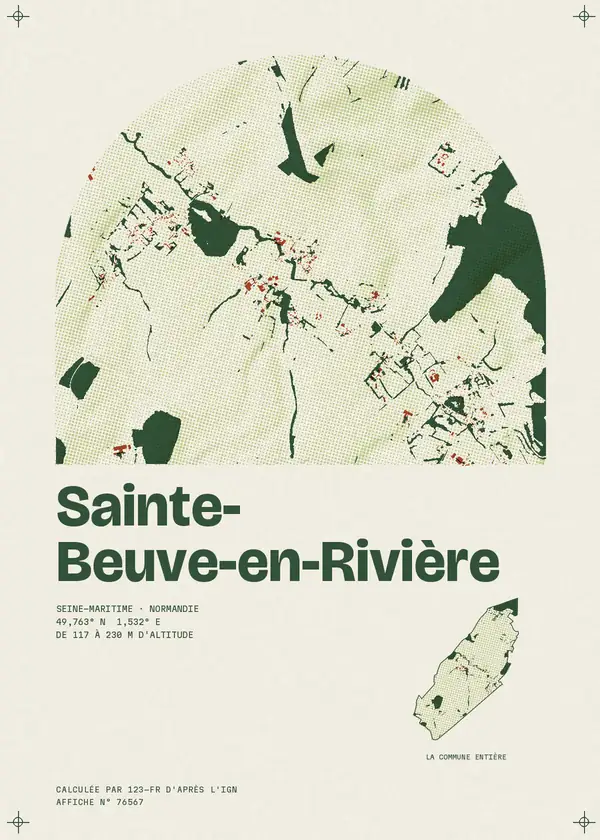 Affiche de Sainte-Beuve-en-Rivière, calculée par 123-fr d'après l'IGN