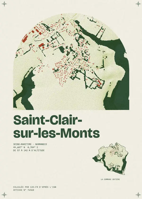Affiche de Saint-Clair-sur-les-Monts, calculée par 123-fr d'après l'IGN