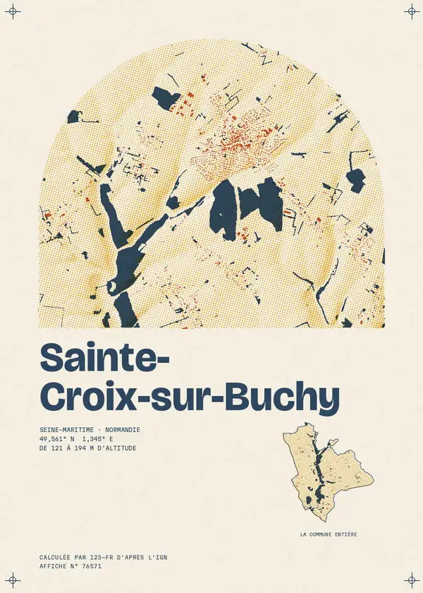 Affiche de Sainte-Croix-sur-Buchy, calculée par 123-fr d'après l'IGN