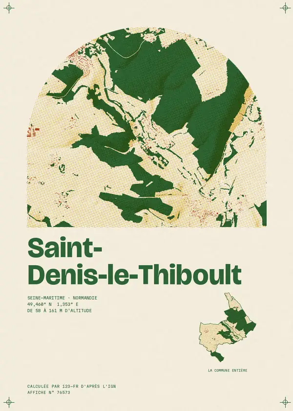 Affiche de Saint-Denis-le-Thiboult, calculée par 123-fr d'après l'IGN