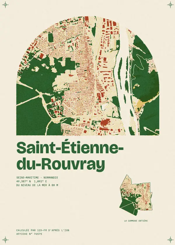 Affiche de Saint-Étienne-du-Rouvray, calculée par 123-fr d'après l'IGN