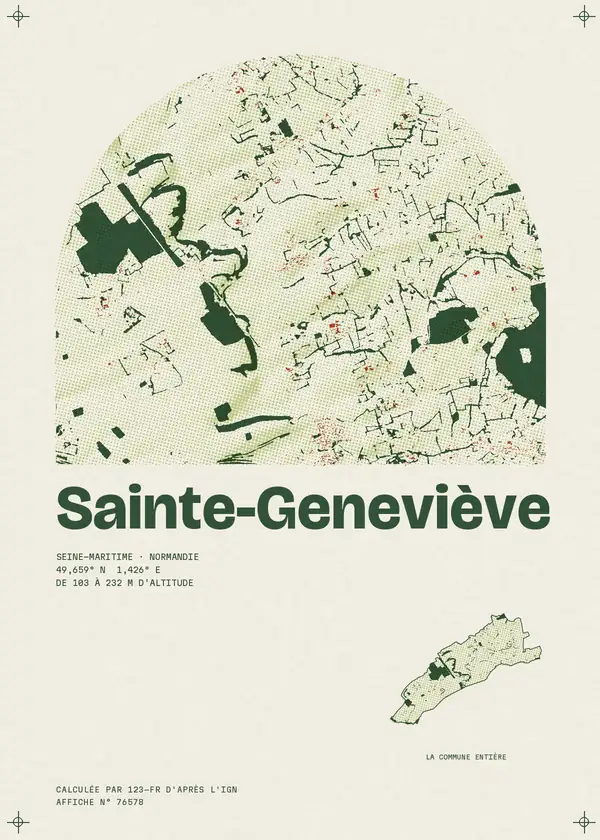 Affiche de Sainte-Geneviève, calculée par 123-fr d'après l'IGN
