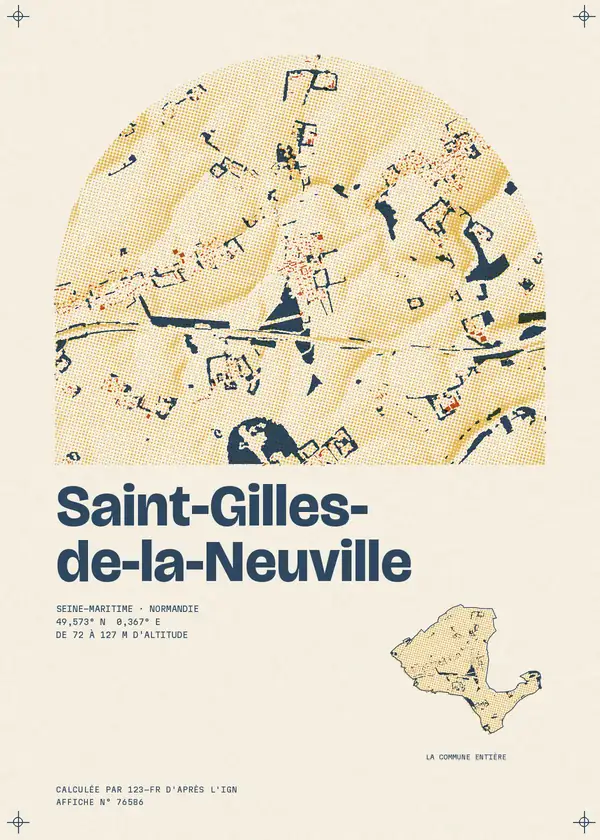 Affiche de Saint-Gilles-de-la-Neuville, calculée par 123-fr d'après l'IGN
