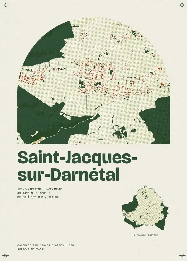 Affiche de Saint-Jacques-sur-Darnétal, calculée par 123-fr d'après l'IGN