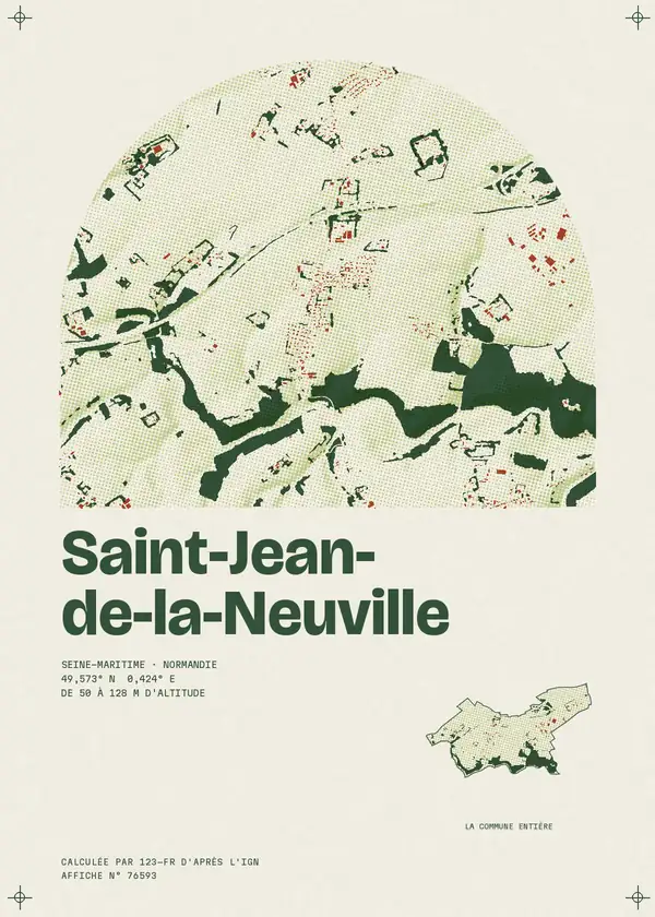 Affiche de Saint-Jean-de-la-Neuville, calculée par 123-fr d'après l'IGN