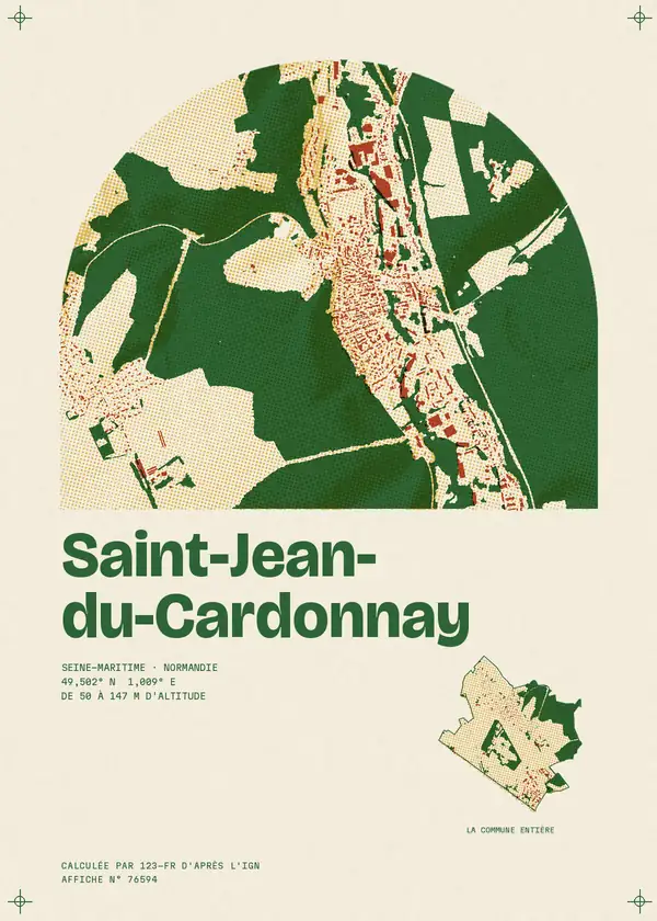 Affiche de Saint-Jean-du-Cardonnay, calculée par 123-fr d'après l'IGN