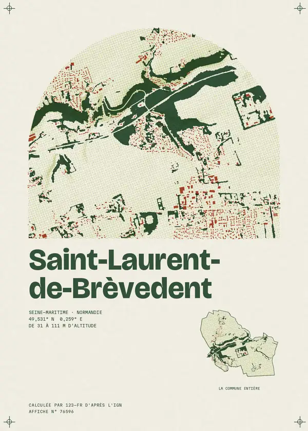 Affiche de Saint-Laurent-de-Brèvedent, calculée par 123-fr d'après l'IGN