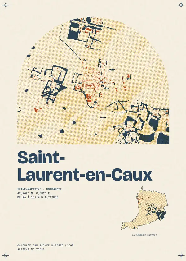 Affiche de Saint-Laurent-en-Caux, calculée par 123-fr d'après l'IGN