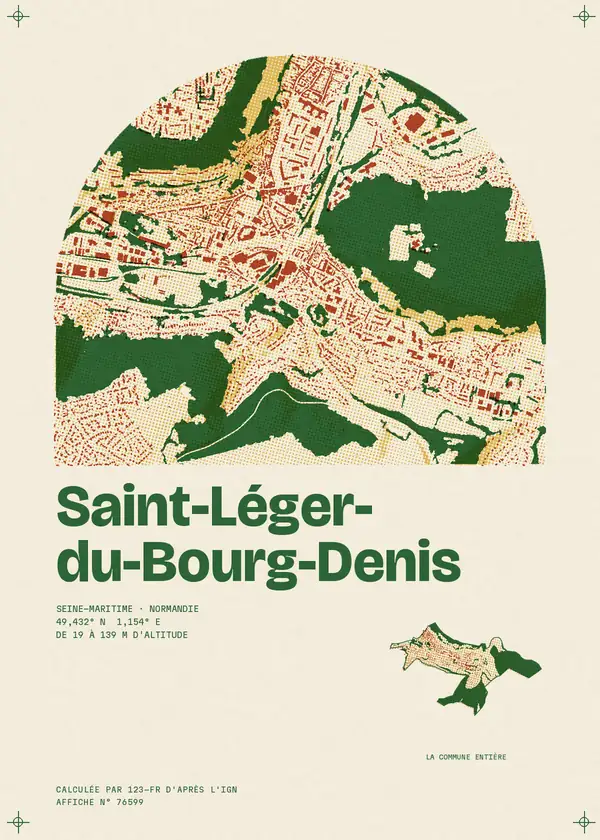 Affiche de Saint-Léger-du-Bourg-Denis, calculée par 123-fr d'après l'IGN