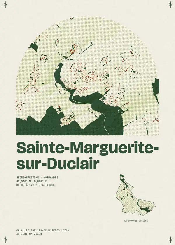 Affiche de Sainte-Marguerite-sur-Duclair, calculée par 123-fr d'après l'IGN