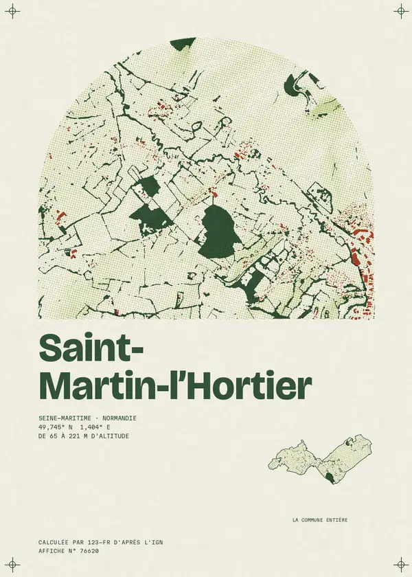 Affiche de Saint-Martin-l'Hortier, calculée par 123-fr d'après l'IGN