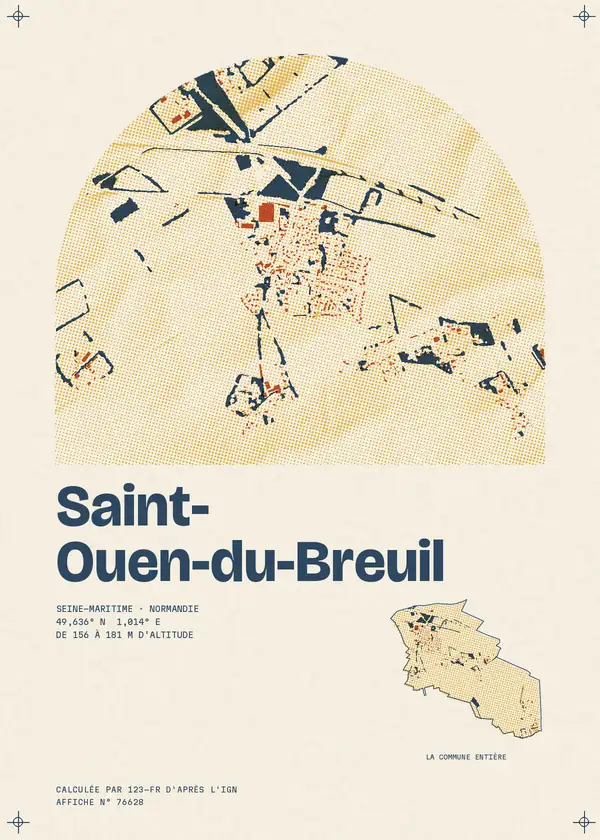 Affiche de Saint-Ouen-du-Breuil, calculée par 123-fr d'après l'IGN