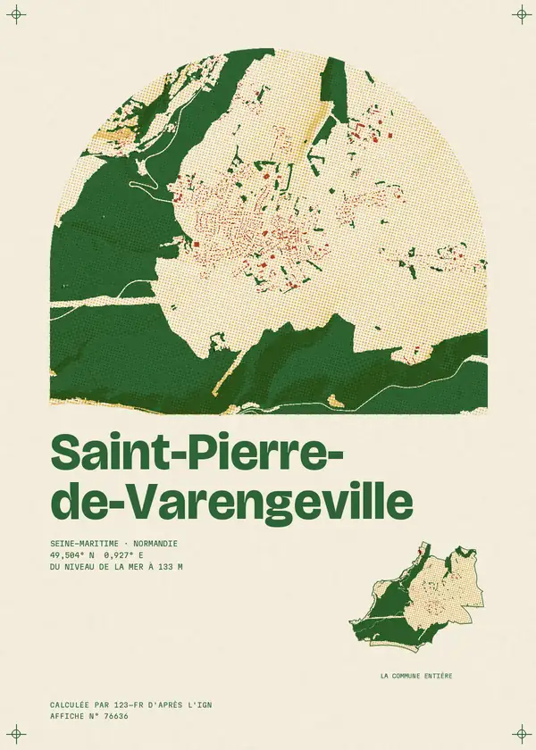 Affiche de Saint-Pierre-de-Varengeville, calculée par 123-fr d'après l'IGN