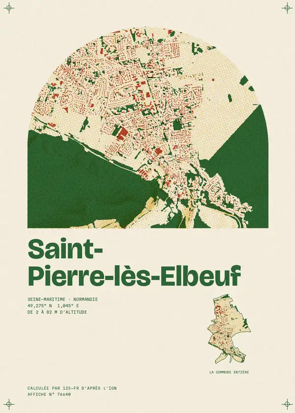 Affiche de Saint-Pierre-lès-Elbeuf, calculée par 123-fr d'après l'IGN