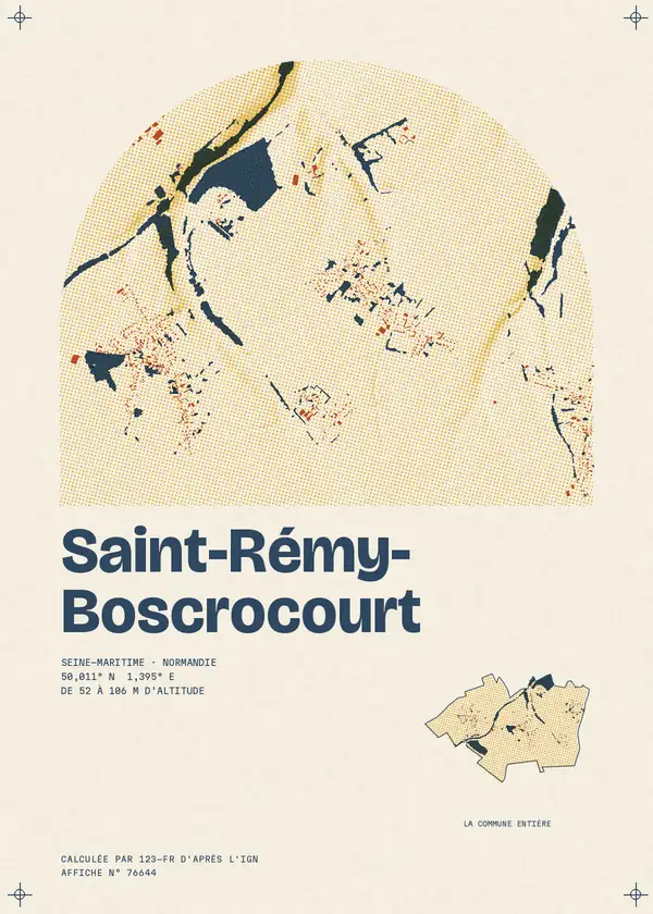 Affiche de Saint-Rémy-Boscrocourt, calculée par 123-fr d'après l'IGN