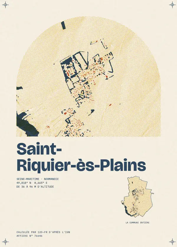 Affiche de Saint-Riquier-ès-Plains, calculée par 123-fr d'après l'IGN