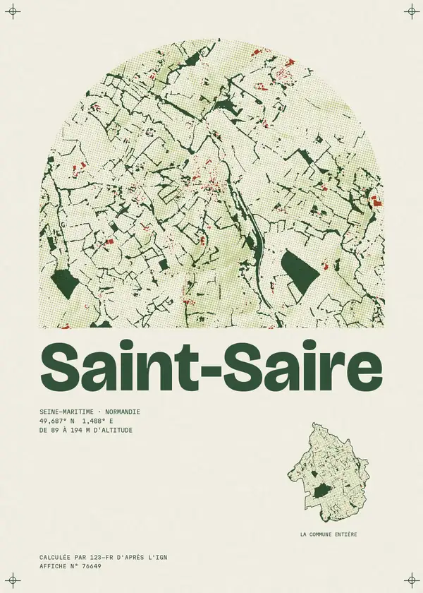 Affiche de Saint-Saire, calculée par 123-fr d'après l'IGN