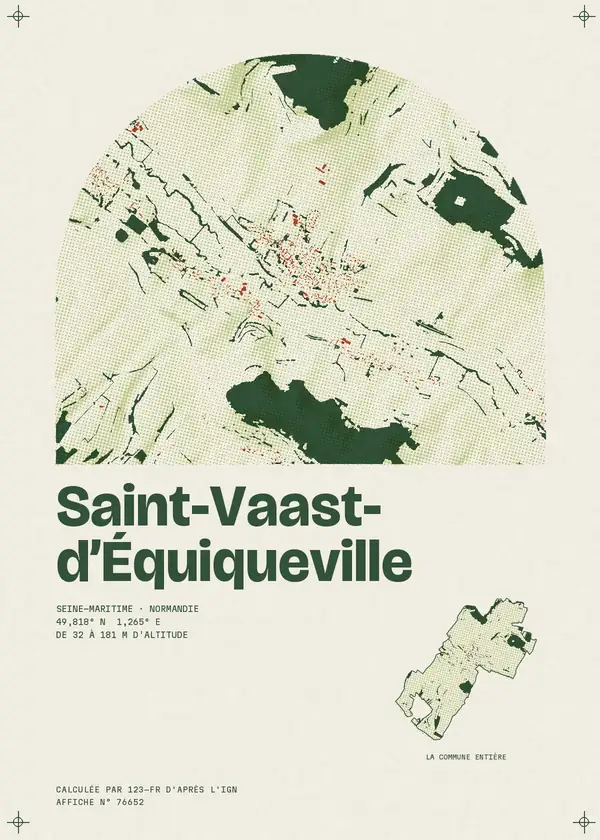Affiche de Saint-Vaast-d'Équiqueville, calculée par 123-fr d'après l'IGN
