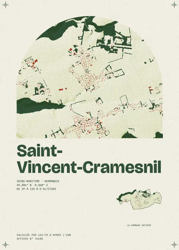 Affiche de Saint-Vincent-Cramesnil, calculée par 123-fr d'après l'IGN