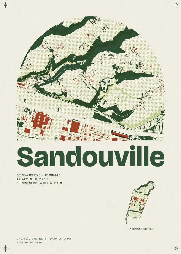 Affiche de Sandouville, calculée par 123-fr d'après l'IGN