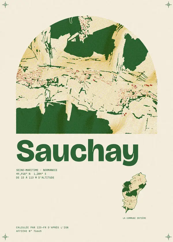 Affiche de Sauchay, calculée par 123-fr d'après l'IGN