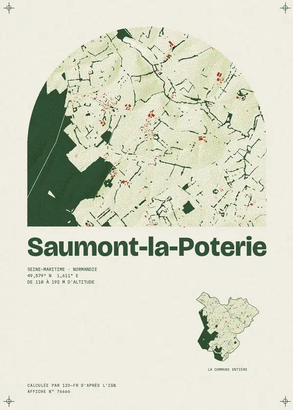 Affiche de Saumont-la-Poterie, calculée par 123-fr d'après l'IGN