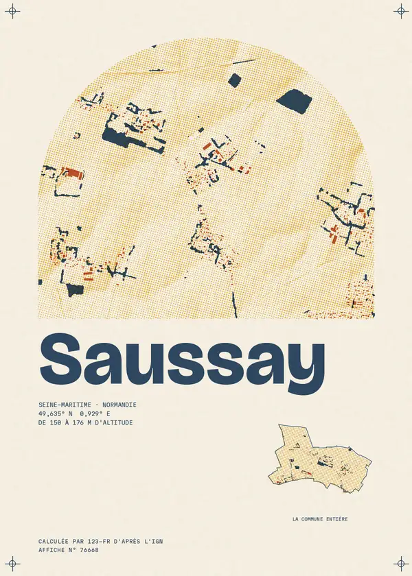 Affiche de Saussay, calculée par 123-fr d'après l'IGN