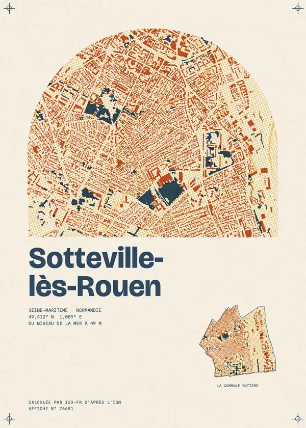 Affiche de Sotteville-lès-Rouen, calculée par 123-fr d'après l'IGN