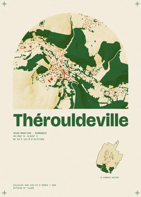 Affiche de Thérouldeville, calculée par 123-fr d'après l'IGN