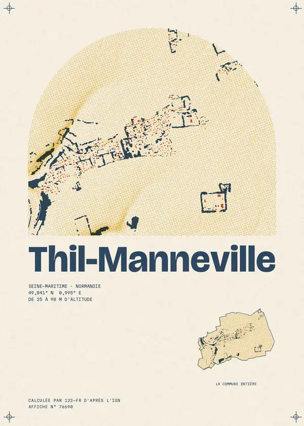 Affiche de Thil-Manneville, calculée par 123-fr d'après l'IGN