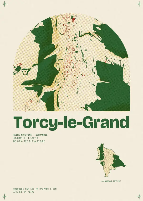 Affiche de Torcy-le-Grand, calculée par 123-fr d'après l'IGN