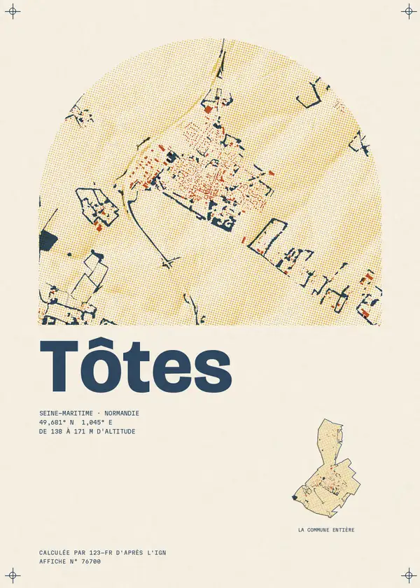 Affiche de Tôtes, calculée par 123-fr d'après l'IGN
