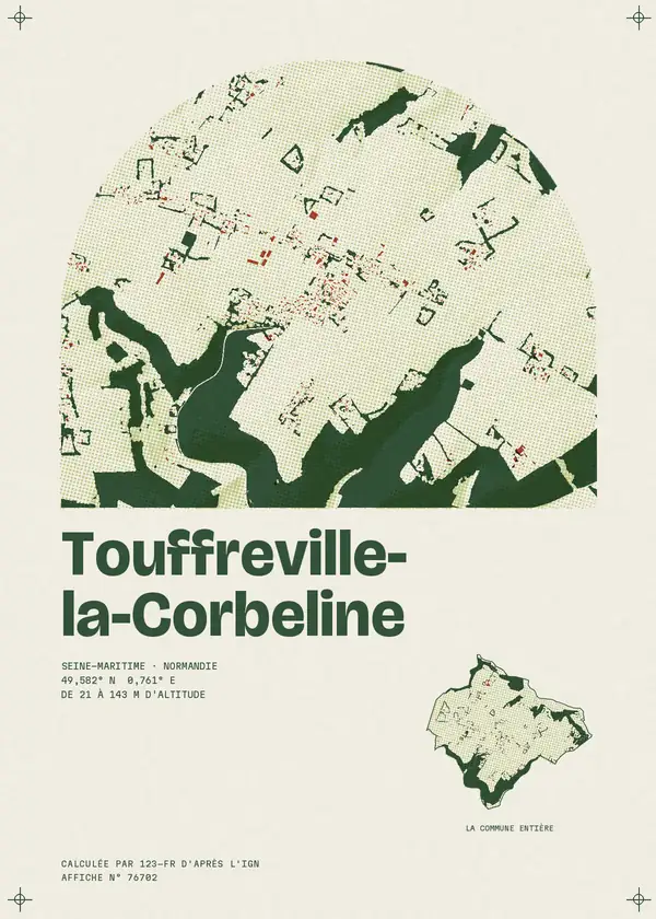 Affiche de Touffreville-la-Corbeline, calculée par 123-fr d'après l'IGN