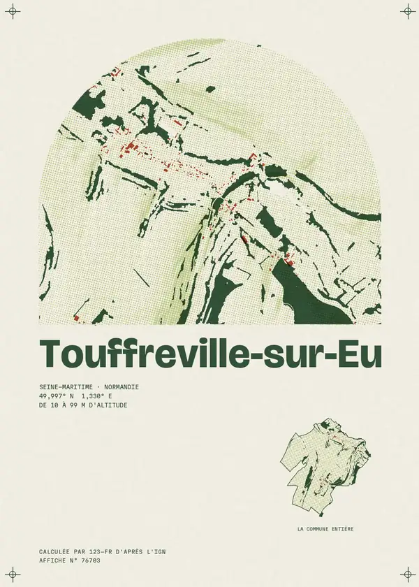 Affiche de Touffreville-sur-Eu, calculée par 123-fr d'après l'IGN