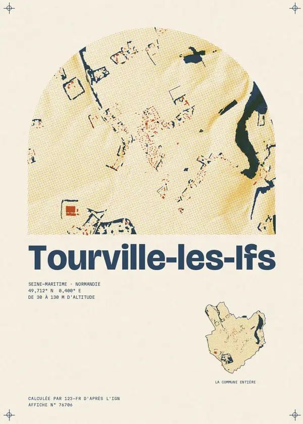 Affiche de Tourville-les-Ifs, calculée par 123-fr d'après l'IGN