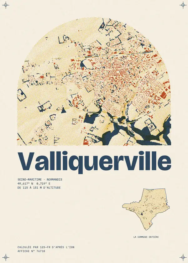 Affiche de Valliquerville, calculée par 123-fr d'après l'IGN