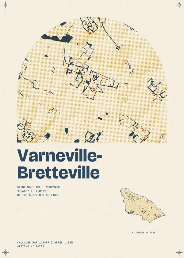 Affiche de Varneville-Bretteville, calculée par 123-fr d'après l'IGN
