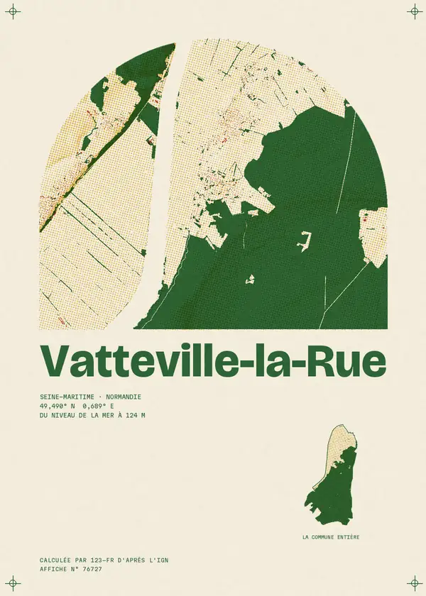 Affiche de Vatteville-la-Rue, calculée par 123-fr d'après l'IGN