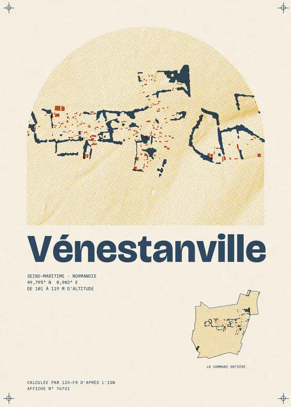 Affiche de Vénestanville, calculée par 123-fr d'après l'IGN