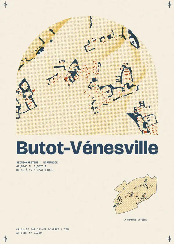 Affiche de Butot-Vénesville, calculée par 123-fr d'après l'IGN