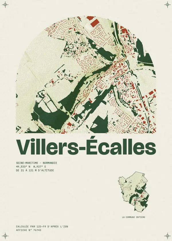 Affiche de Villers-Écalles, calculée par 123-fr d'après l'IGN