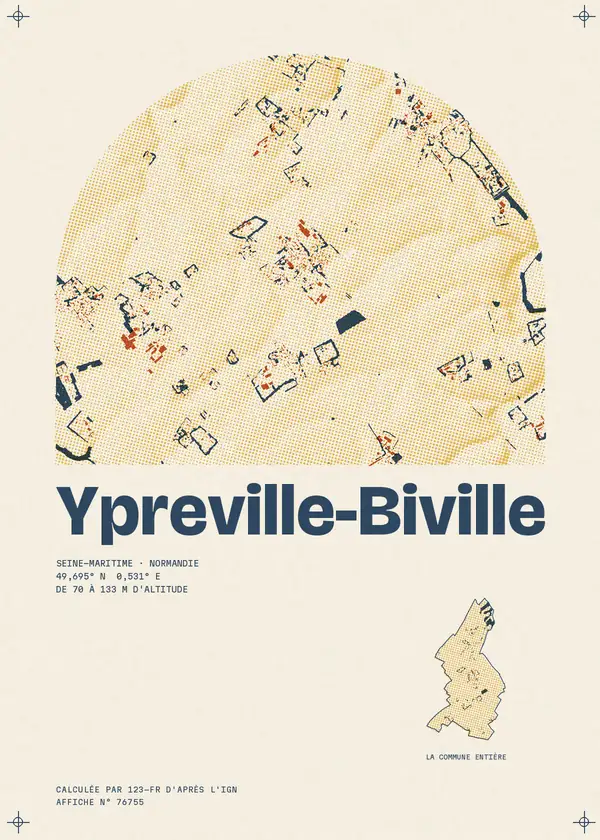Affiche de Ypreville-Biville, calculée par 123-fr d'après l'IGN
