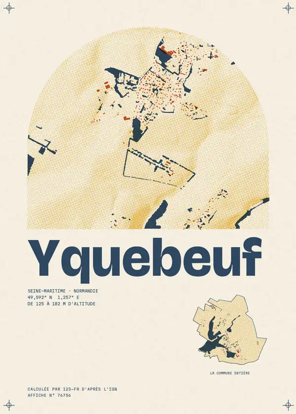 Affiche de Yquebeuf, calculée par 123-fr d'après l'IGN