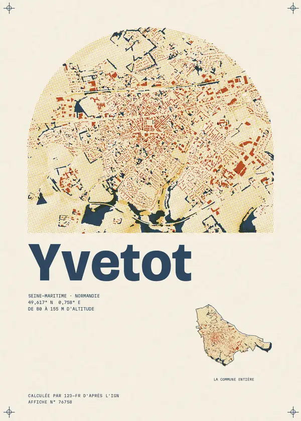 Affiche de Yvetot, calculée par 123-fr d'après l'IGN