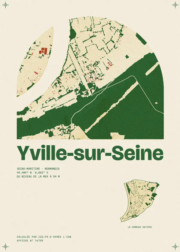 Affiche de Yville-sur-Seine, calculée par 123-fr d'après l'IGN